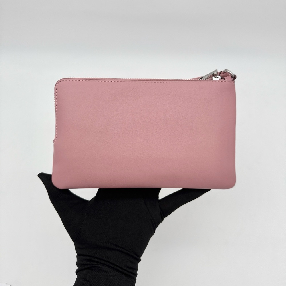 Coach Double Zip Wallet With Star Print Dusty Pink - Picture 4 of 13